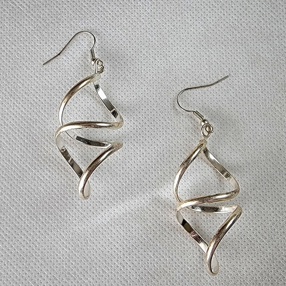 Large Swirly Modernist Drop Earrings - Picture 1 of 4